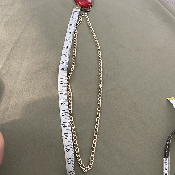 💕 Gorgeous Red color NECKLACE w chain - Picture 15 of 16